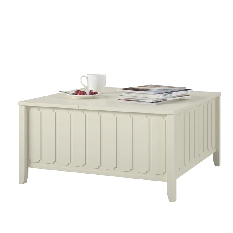 Novogratz Her Majesty Engineered Wood Lift-Top Coffee Table in White