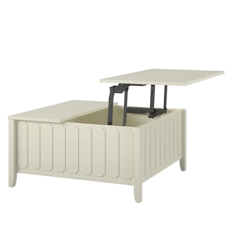 Novogratz Her Majesty Engineered Wood Lift-Top Coffee Table in White