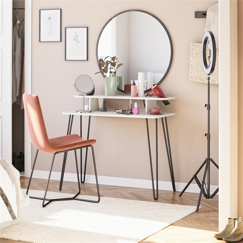 Novogratz Kimberly At Home Engineered Wood Vanity with Hairpin Legs in White