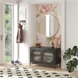 Mr. Kate Luna Wide 2-Door Accent Metal Cabinet with Fluted Glass in Black