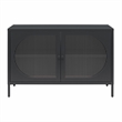 Mr. Kate Luna Wide 2-Door Accent Metal Cabinet with Fluted Glass in Black