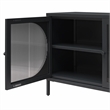 Mr. Kate Luna Wide 2-Door Accent Metal Cabinet with Fluted Glass in Black