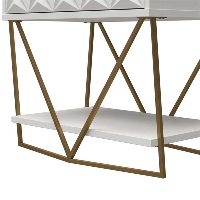 CosmoLiving by Cosmopolitan Blair Engineered Wood Accent Table in White