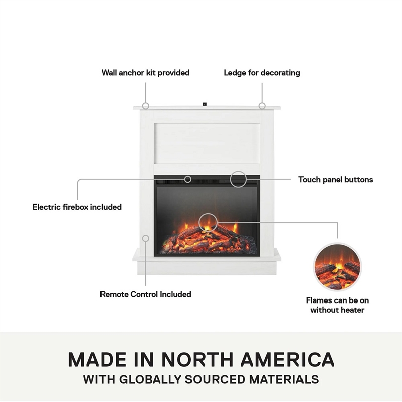 Ellsworth Modern Electric Fireplace with Mantel and 23