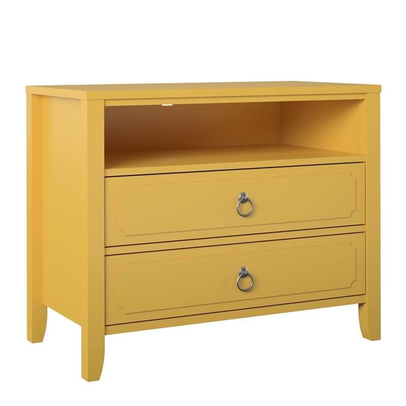 Novogratz Her Majesty 2-Drawers Bedroom Nightstand in Mustard Yellow