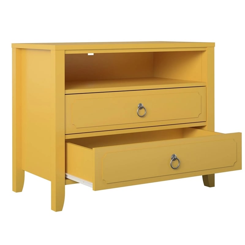 Novogratz Her Majesty 2-Drawers Bedroom Nightstand in Mustard Yellow