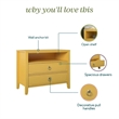 Novogratz Her Majesty 2-Drawers Bedroom Nightstand in Mustard Yellow