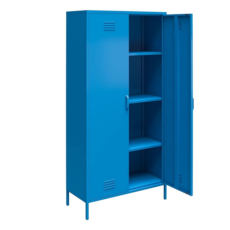Novogratz Cache 2-Doors Tall Metal Locker Style Storage Cabinet in Blue