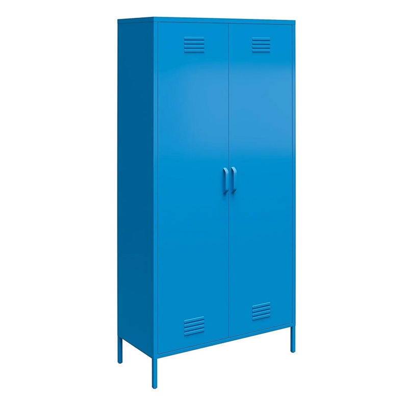 Novogratz Cache 2-Doors Tall Metal Locker Style Storage Cabinet in Blue