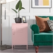Novogratz Cache Metal Locker Style Livingroom End Table in Bashful Pink