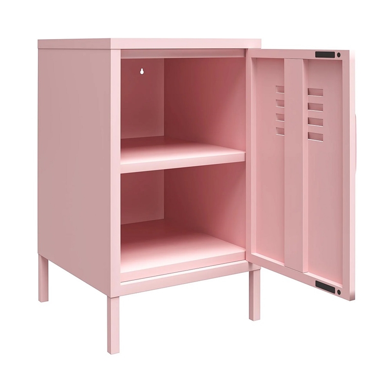 Novogratz Cache Metal Locker Style Livingroom End Table in Bashful Pink