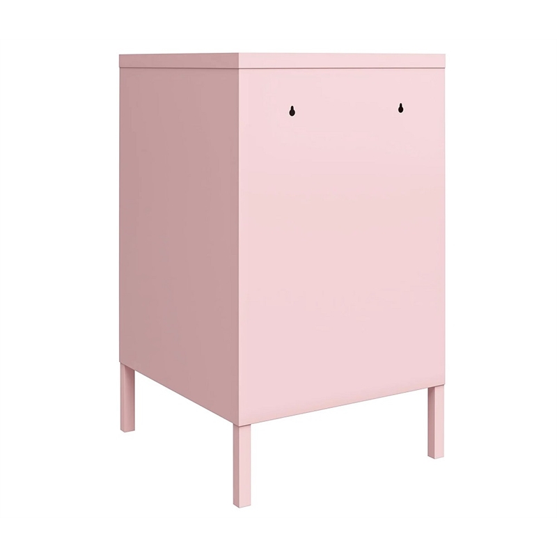 Novogratz Cache Metal Locker Style Livingroom End Table in Bashful Pink