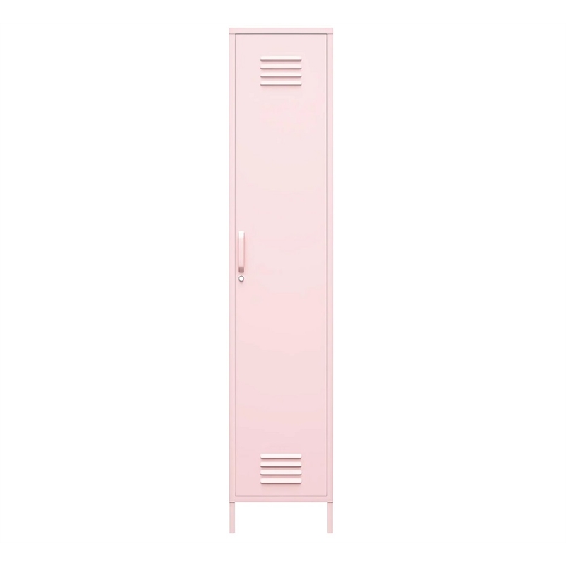 Novogratz Cache 1-Door Tall Metal Locker Style Storage Cabinet in Bashful Pink