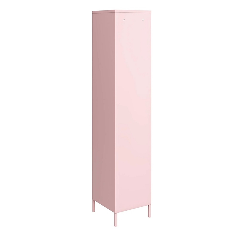 Novogratz Cache 1-Door Tall Metal Locker Style Storage Cabinet in Bashful Pink