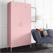 Novogratz Cache 2-Doors Tall Metal Locker Style Storage Cabinet in Bashful Pink