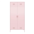 Novogratz Cache 2-Doors Tall Metal Locker Style Storage Cabinet in Bashful Pink