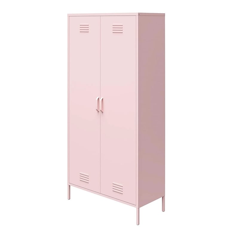 Novogratz Cache 2-Doors Tall Metal Locker Style Storage Cabinet in Bashful Pink