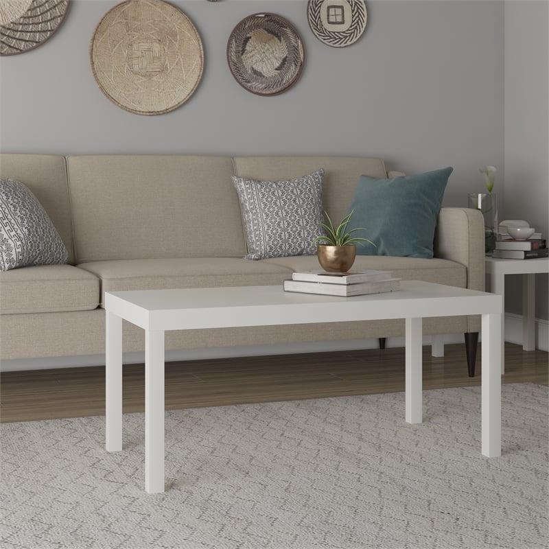 Ameriwood Home Jane PVC Laminated Hollow Core Coffee Table in White