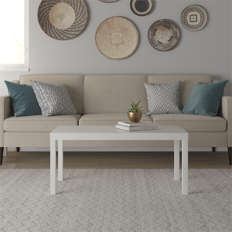 Ameriwood Home Jane PVC Laminated Hollow Core Coffee Table in White
