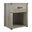 Little Seeds Nova 1-Drawer Nightstand with Leather Drawer Pull in Gray Oak