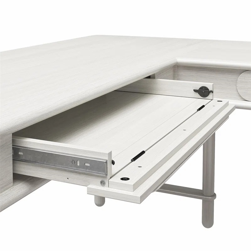 CosmoLiving by Cosmopolitan Selena Lift-Top L-Shape Computer Desk - Rustic White