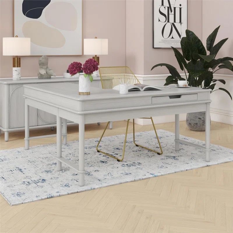 CosmoLiving by Cosmopolitan Selena Lift-Top L-Shape Computer Desk - Rustic White