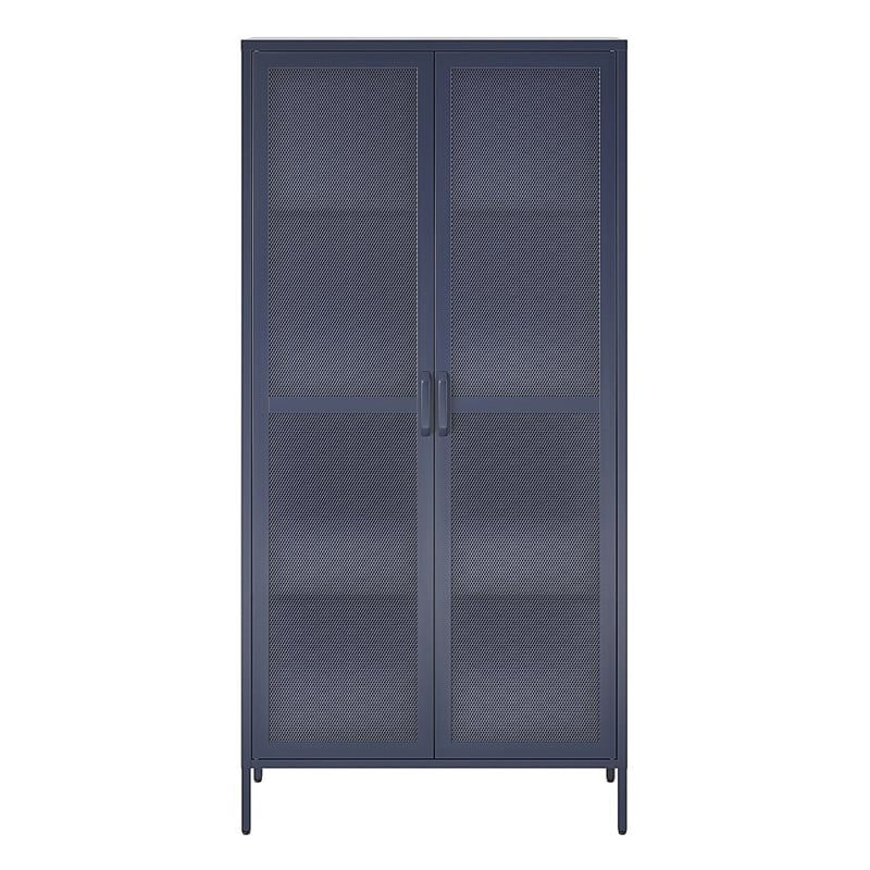 Novogratz Channing 2-Doors Tall Storage Cabinet Mesh Metal Locker in Navy