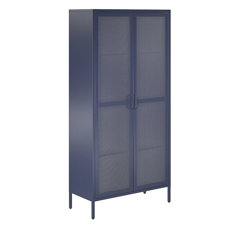 Novogratz Channing 2-Doors Tall Storage Cabinet Mesh Metal Locker in Navy