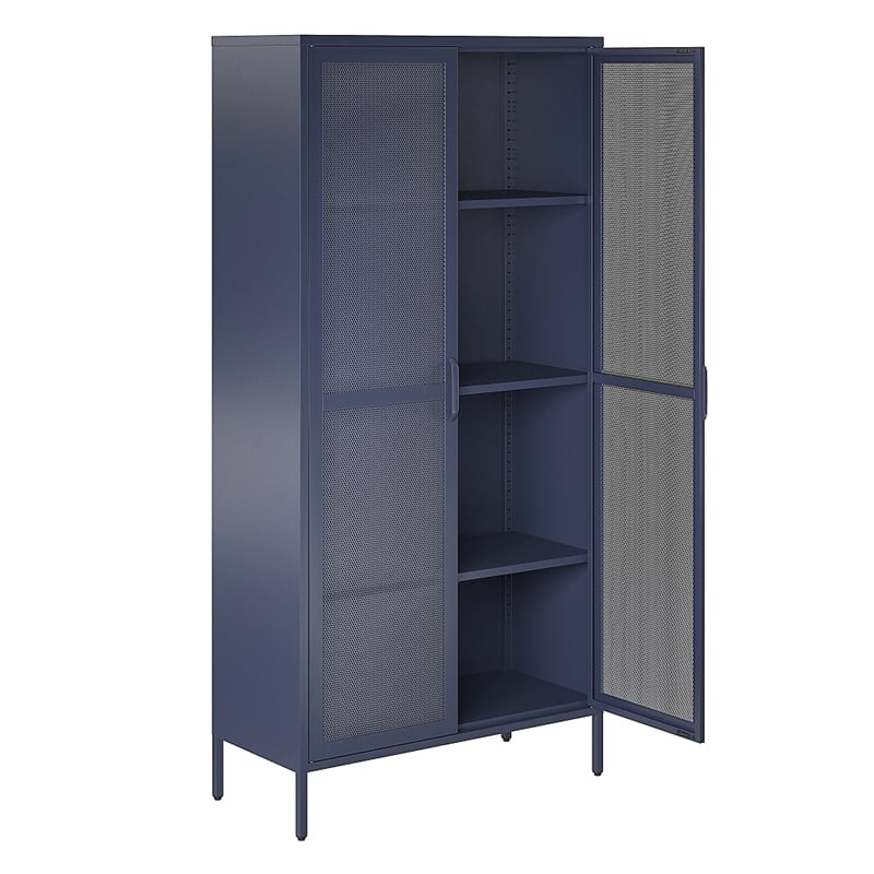 Novogratz Channing 2-Doors Tall Storage Cabinet Mesh Metal Locker in Navy