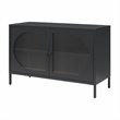 Mr. Kate Luna Short 2 Door Accent Cabinet with Fluted Glass in Black