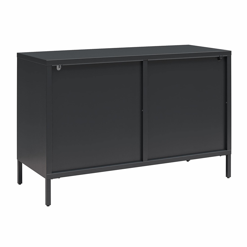 Mr. Kate Luna Short 2 Door Accent Cabinet with Fluted Glass in Black