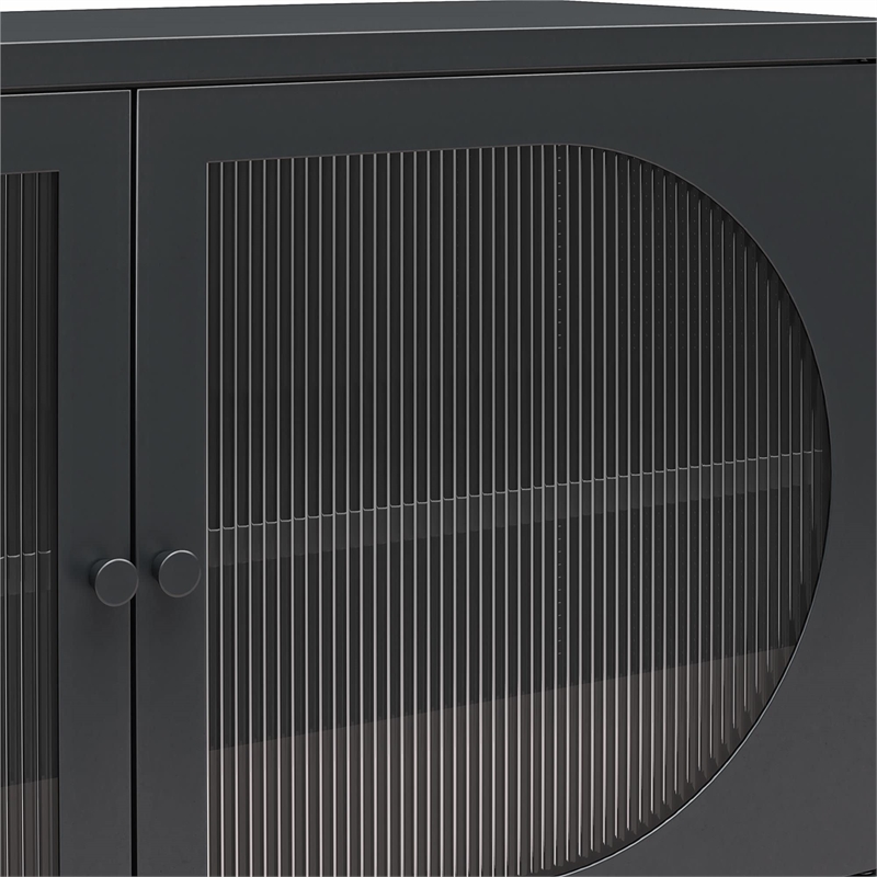 Mr. Kate Luna Short 2 Door Accent Cabinet with Fluted Glass in Black