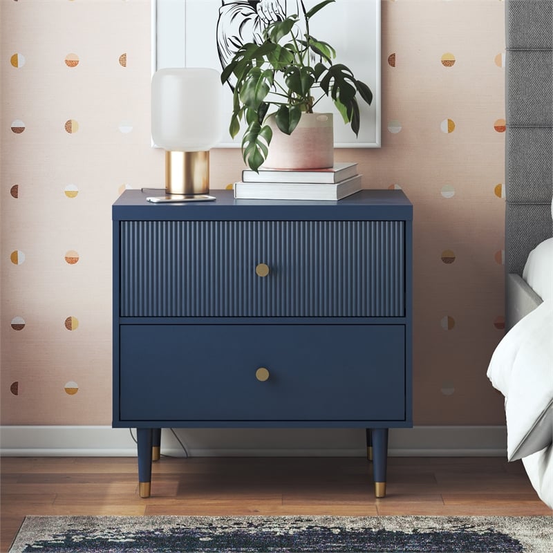 CosmoLiving by Cosmopolitan Elizabeth Nightstand in Navy