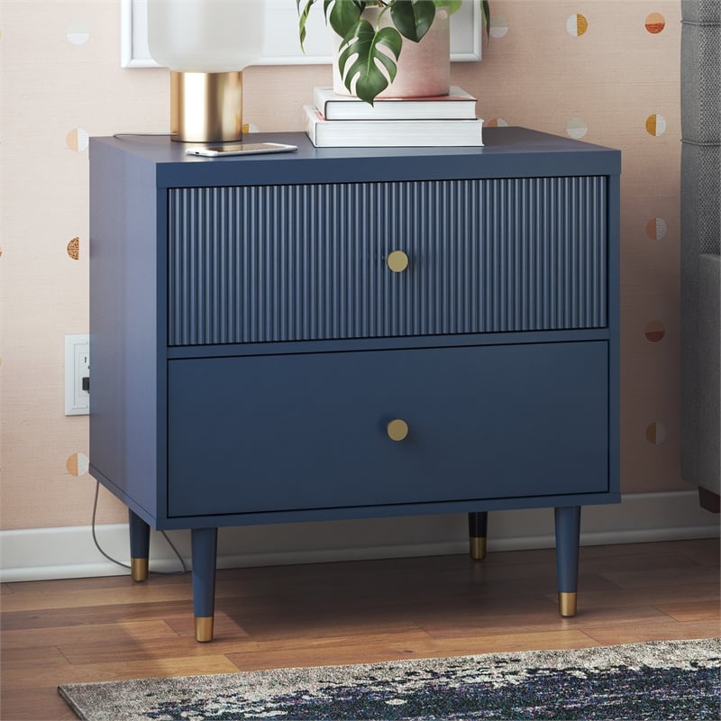 CosmoLiving by Cosmopolitan Elizabeth Nightstand in Navy