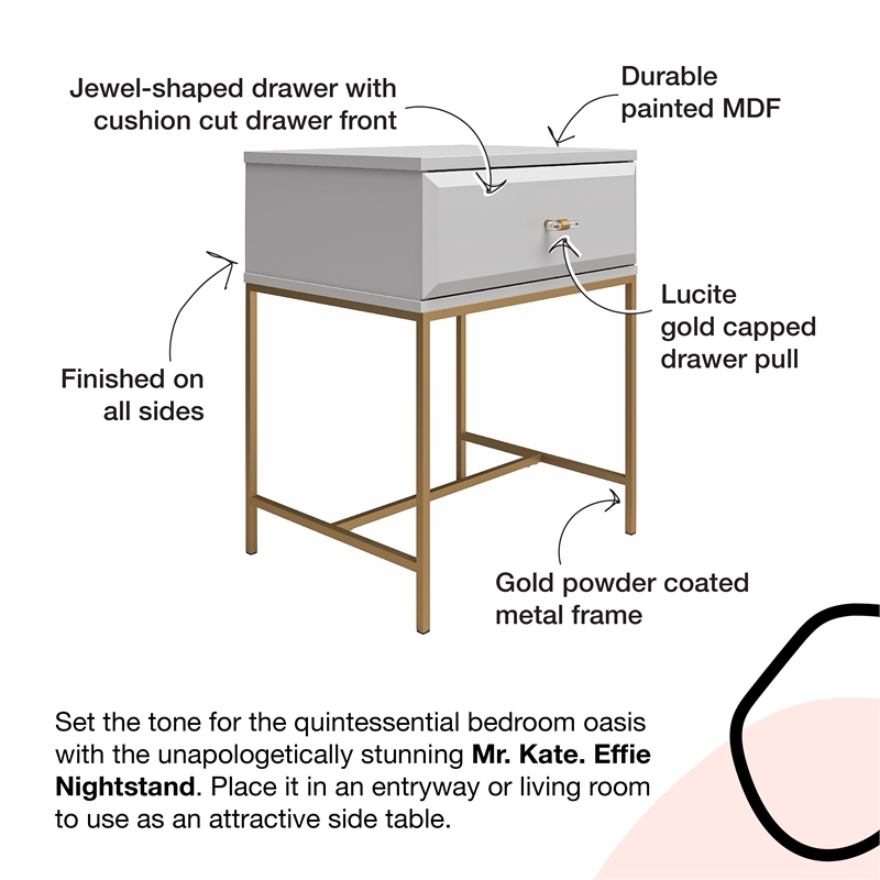 Mr.Kate Effie Nightstand in White