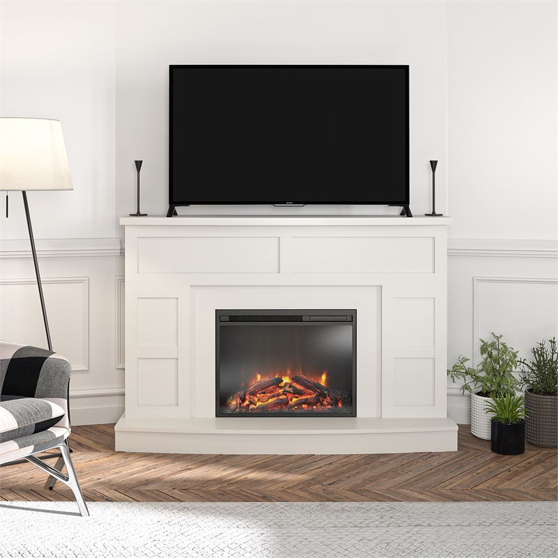Ameriwood Home Barrow Creek Mantel with Fireplace in White