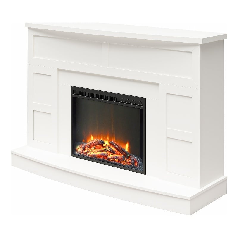Ameriwood Home Barrow Creek Mantel with Fireplace in White