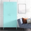 Novogratz Cache 2 Door Tall Metal Locker Style Storage Cabinet in Mint