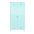 Novogratz Cache 2 Door Tall Metal Locker Style Storage Cabinet in Mint