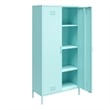 Novogratz Cache 2 Door Tall Metal Locker Style Storage Cabinet in Mint