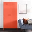 Novogratz 2 Door Tall Metal Locker Style Storage Cabinet in Orange