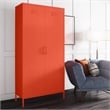 Novogratz 2 Door Tall Metal Locker Style Storage Cabinet in Orange