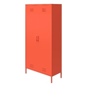 Novogratz 2 Door Tall Metal Locker Style Storage Cabinet in Orange