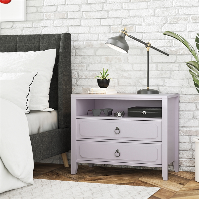 Novogratz Her Majesty 2 Drawer Nightstand in Lavender