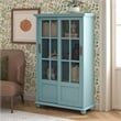 Ameriwood Home Aaron Lane Bookcase with Sliding Glass Doors in Pale Blue