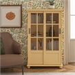 Ameriwood Home Aaron Lane Bookcase with Sliding Glass Doors in Pale Yellow