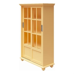 Ameriwood Home Aaron Lane Bookcase with Sliding Glass Doors in Pale Yellow