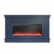 Novogratz Waverly Mantel Electric Fireplace & Crystal Ember Bed in Navy