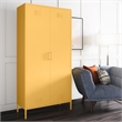 Novogratz 2 Door Tall Metal Locker Style Storage Cabinet in Yellow
