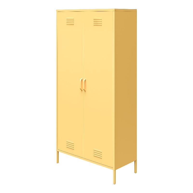 Novogratz 2 Door Tall Metal Locker Style Storage Cabinet in Yellow
